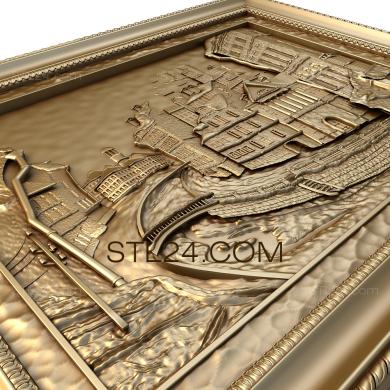 Панно художественные (Старая набережная, PH_0142) 3D модель для ЧПУ станка